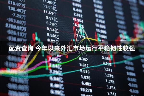 配资查询 今年以来外汇市场运行平稳韧性较强