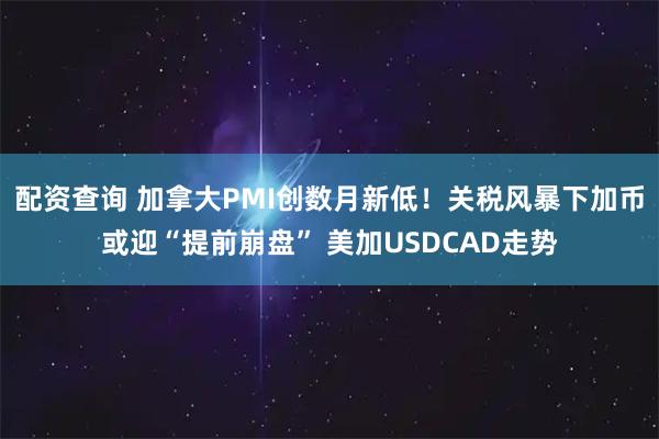 配资查询 加拿大PMI创数月新低！关税风暴下加币或迎“提前崩盘” 美加USDCAD走势