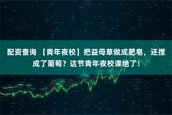 配资查询 【青年夜校】把益母草做成肥皂，还捏成了葡萄？这节青年夜校课绝了！